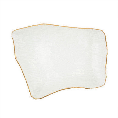 Louvre Freeform Gold Trim Glass Platter