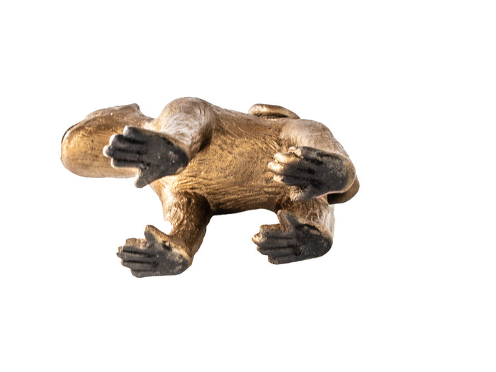 Vintage Gold Monkey Sculpture Statue Door Stop 11 1/2" Long