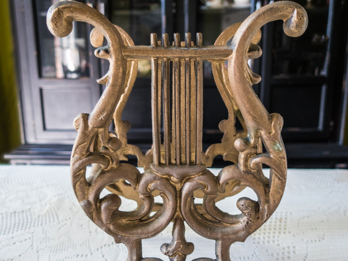 Vintage Gold Tone Lyre Harp Magazine Mail Holder
