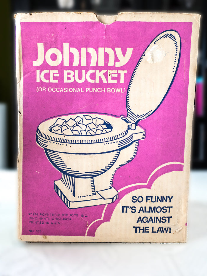 Vintage Johnny Ice Bucket Punch Bowl Toilet Ice Bucket IOB 1970s Humorous Gag Gift