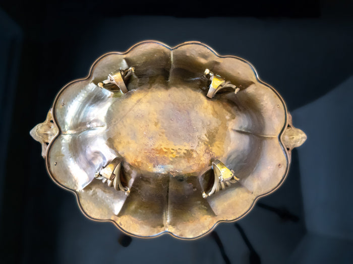 Vintage Large Brass Art Nouveau Bowl Lion Footed