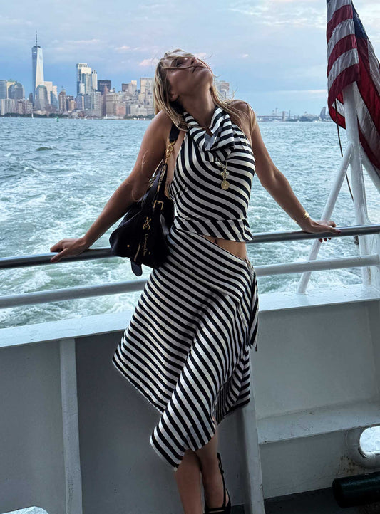 Allure Midi Skirt Noir Stripe