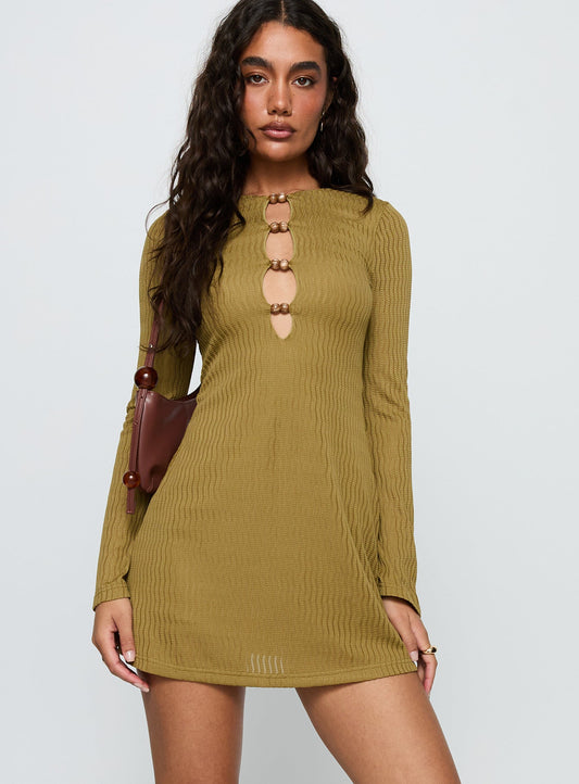 Calibre Long Sleeve Mini Dress Olive