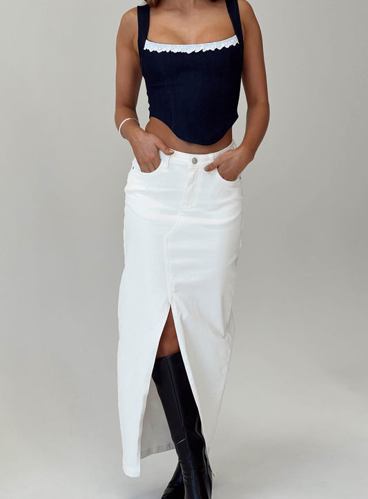 Batkins Maxi Skirt Cream Denim