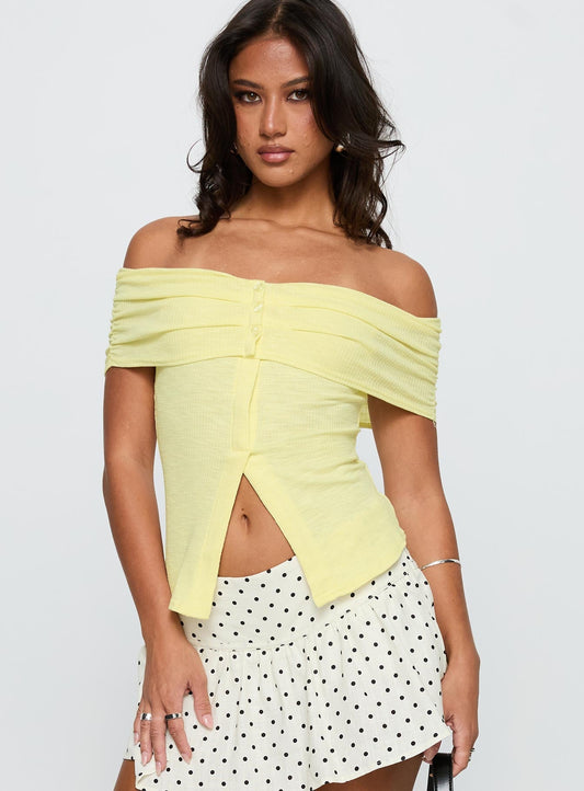 Azusa Off The Shoulder Top Yellow