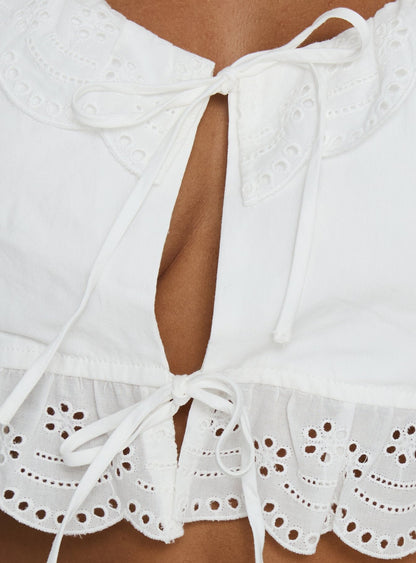 Alexy Tie Detail Short Sleeve Micro Crop Top White