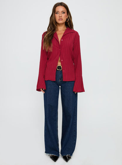 Beatris Long Sleeve Top Red