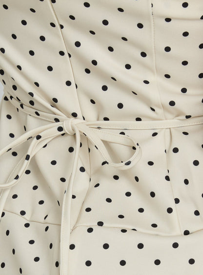 Italiana Layered Lace Mini Dress Cream Polka Dot