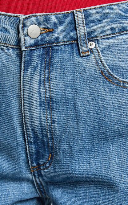 Dexter Jeans - High Waisted Straight Leg Denim Jeans in Blue