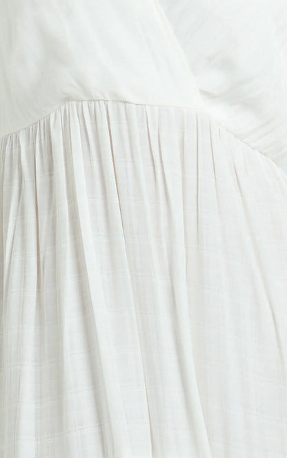 Cryzel Midi Dress - Flutter Sleeve Tiered Dress in White
