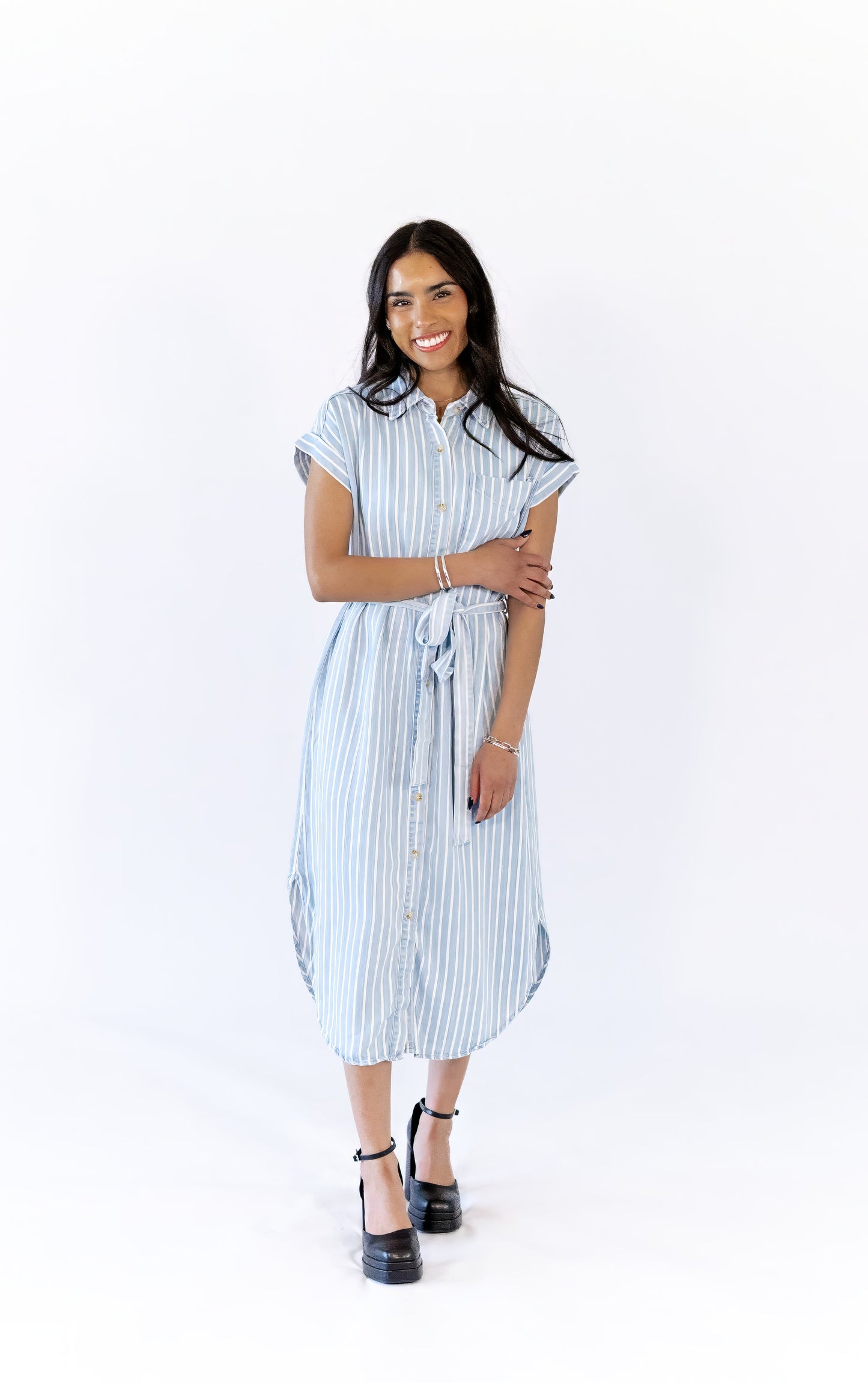 Frankie Striped Chambray Dress