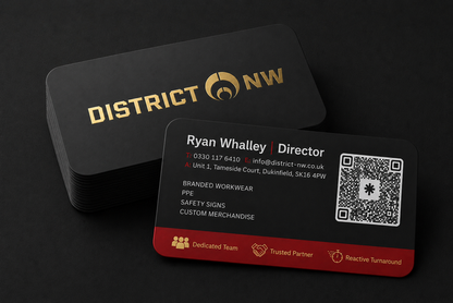 Double Sided (Rounded Corners) - 450gsm Silk Soft-Touch Lamination (Single Sided Gold)
