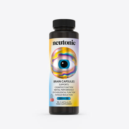 Black bottle with colorful circular design labeled Neutonic brain capsules nootropics supplement, 90 capsules. - Neutonic - Best Sellers Bundle