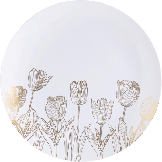 Gold Tulip Plastic Plates Combo Set - 32 Pack, 7.5" & 10" - Wichita Home Outlet