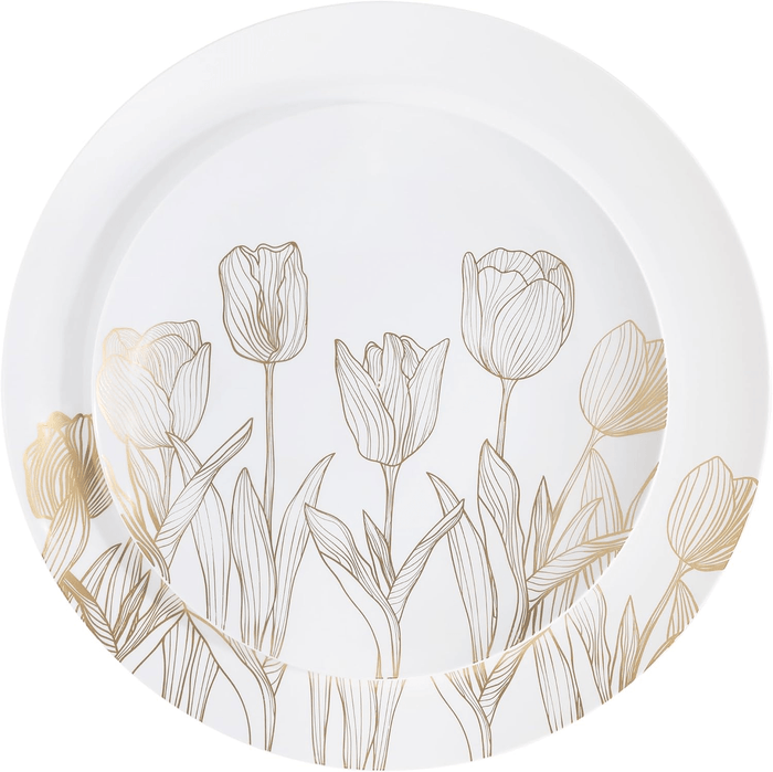 Gold Tulip Plastic Plates Combo Set - 32 Pack, 7.5" & 10" - Wichita Home Outlet