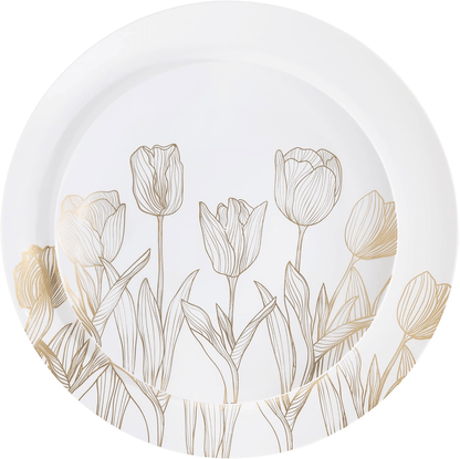 Gold Tulip Plastic Plates Combo Set - 32 Pack, 7.5" & 10" - Wichita Home Outlet