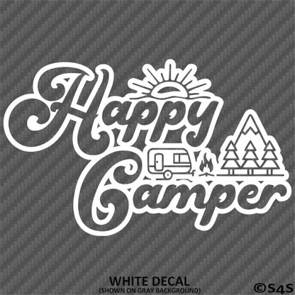 Happy Camper Outdoor Camping Scene Vinyl Decal
