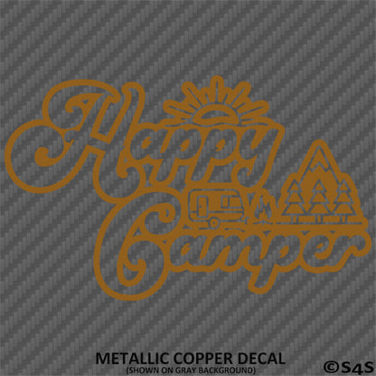 Happy Camper Outdoor Camping Scene Vinyl Decal