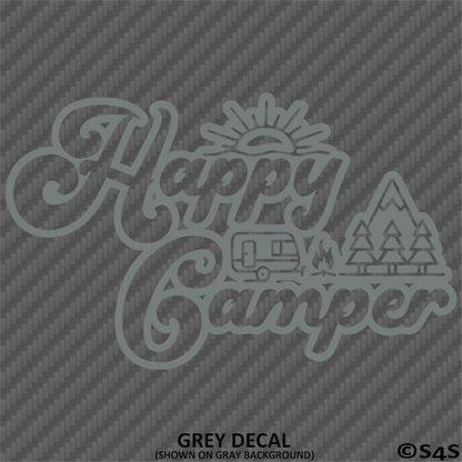 Happy Camper Outdoor Camping Scene Vinyl Decal