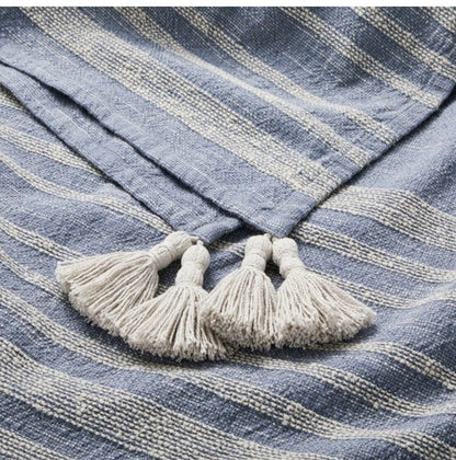Heathered Stripe Tasseled Woven Throw Blanket - Wichita Home Outlet
