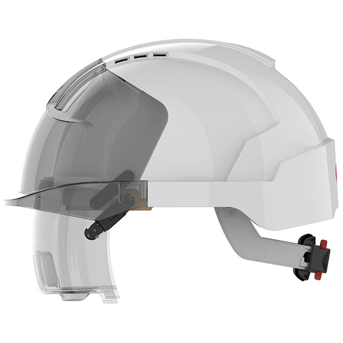 JSP EVO VISTAlens Safety Helmet with Integrated Eyewear - Vented - Wheel Ratchet