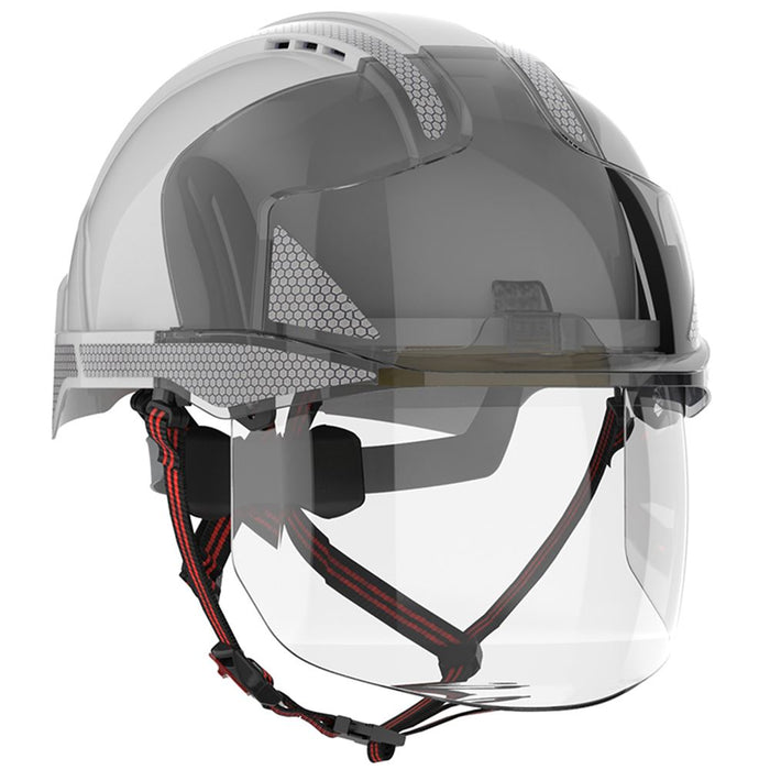 JSP EVO VISTAshield Dualswitch Safety Helmet with Integrated Faceshield & CR2 Reflective - Vented - Wheel Ratchet