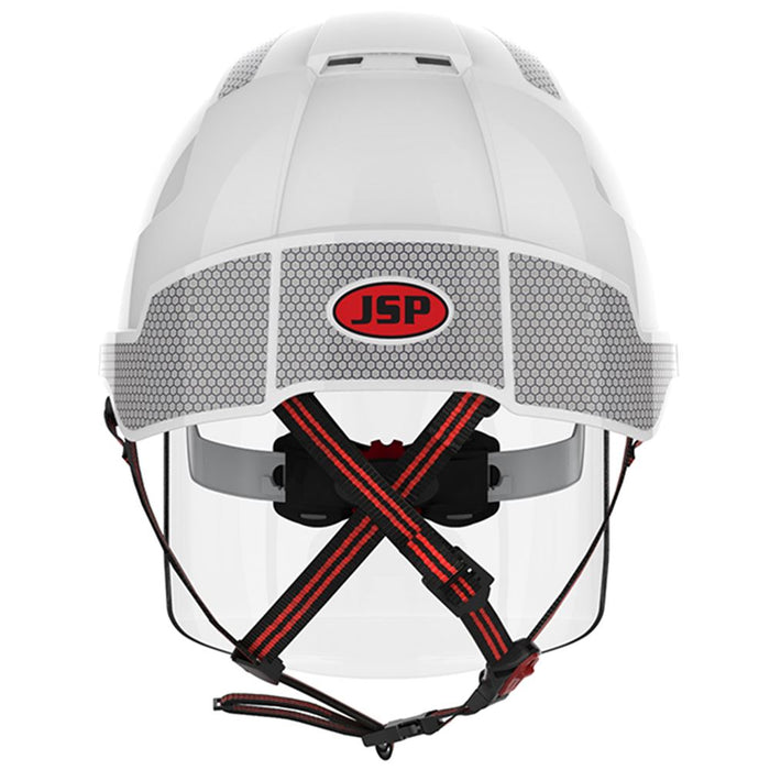 JSP EVO VISTAshield Dualswitch Safety Helmet with Integrated Faceshield & CR2 Reflective - Vented - Wheel Ratchet