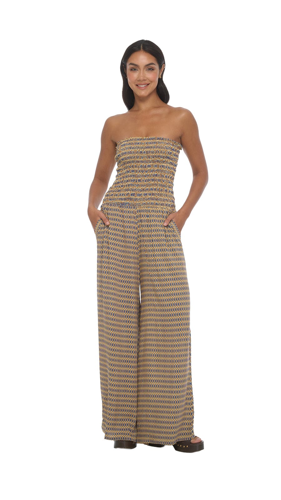 Smocked Top Lawai Jumpsuit - Kiva Blue