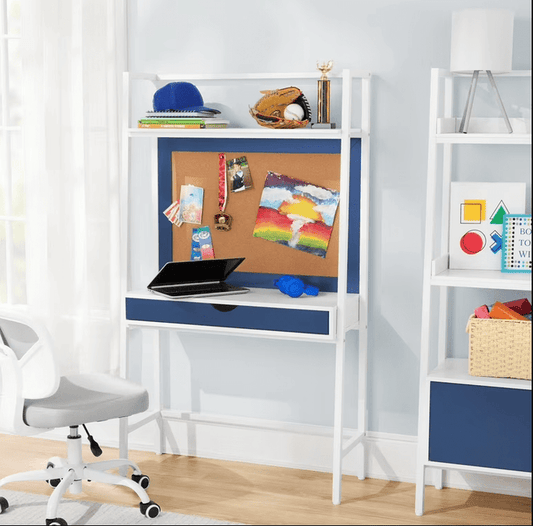 Kids Ladder Desk with Bulletin Board - Navy Blue/White - Wichita Home Outlet