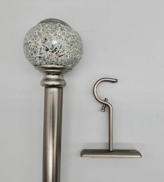 Mirrored Mosaic 1" Adjustable Curtain Rod - Brushed Nickel - Two Sizes - Wichita Home Outlet
