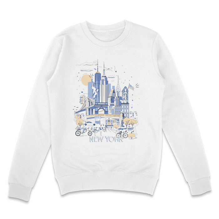 New York Blue Illustration Sweatshirt