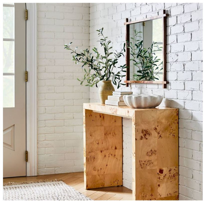 Ogden Burled Wood Console Table Brown - Wichita Home Outlet