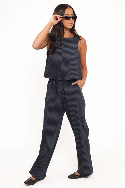 Elijah Pants - Navy White Stripe