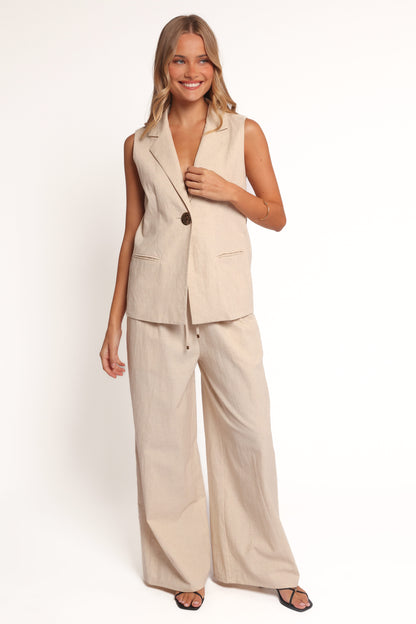 Trula Wide Leg Pant - Oatmeal