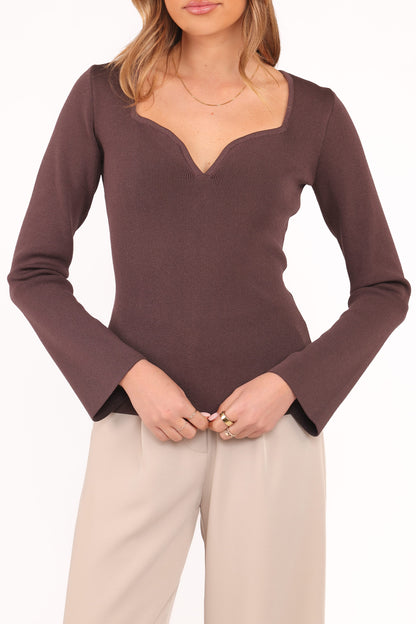 Trinity Long Sleeve Top - Chocolate Brown