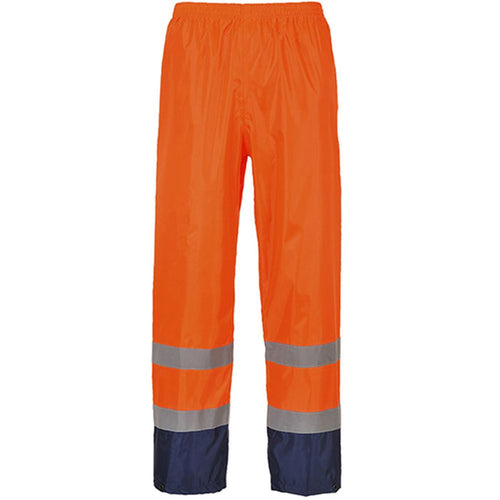 Portwest H444 Orange/Navy Two Tone Waterproof Hi Vis Rain Trouser