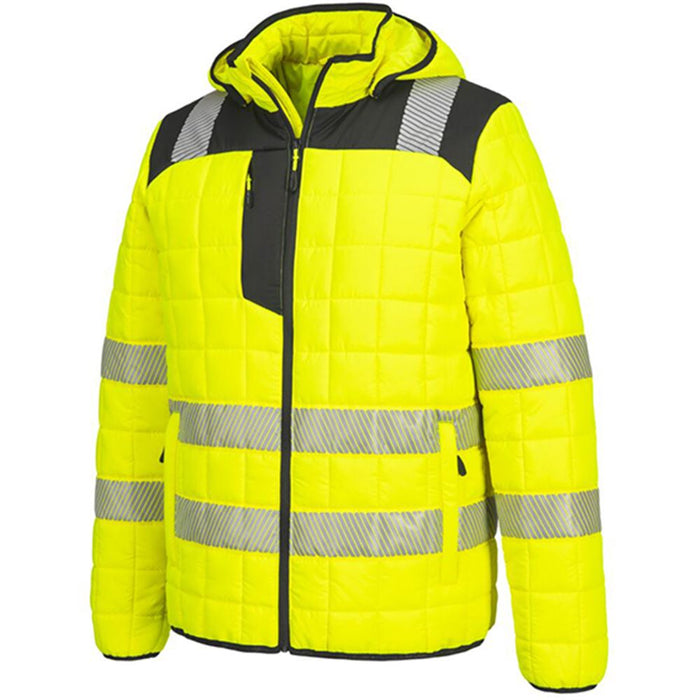 Portwest T165 PW3 Yellow Padded Lined Hi Vis Baffle Jacket