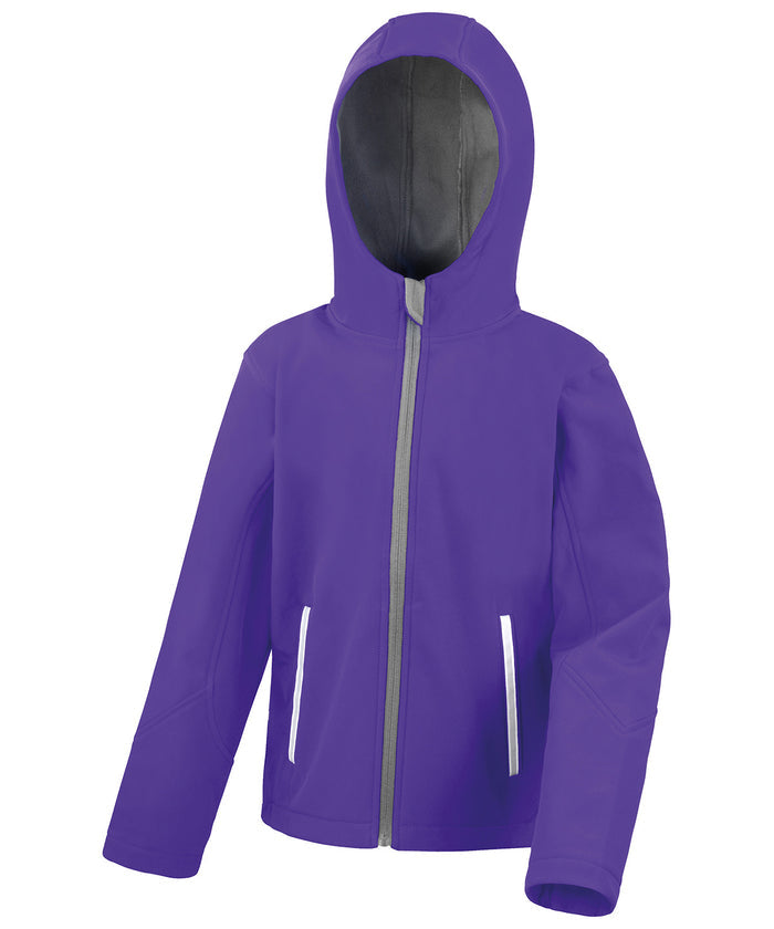 R224J Core Junior Tx Performance Hooded Softshell Jacket