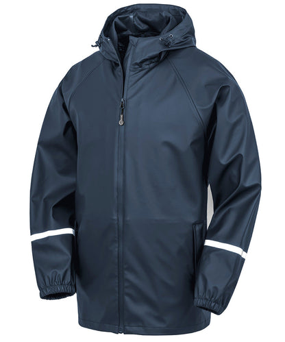 R915X Prism Pu Waterproof Jacket With Reflective Bands And Recycled Backing