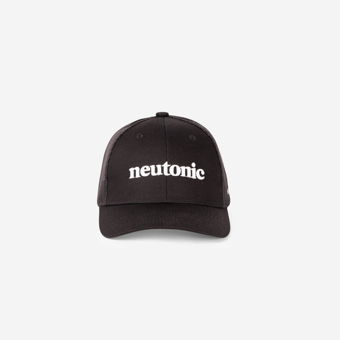 Black trucker cap with white "neutonic" logo embroidered, promoting nootropics benefits. - Neutonic - Trucker Cap