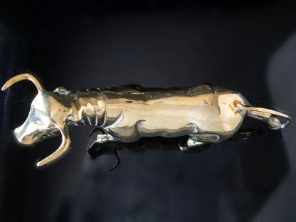 Vintage Brass Bull Statue Sculpture 15" Long