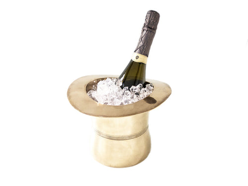 Vintage Brass Top Hat Champagne Chiller Ice Bucket