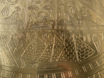 Vintage Brass Tray Folding Table 27" Egyptian Moroccan Design