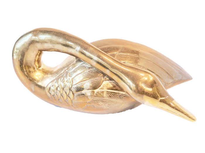 Vintage Castilian Brass Swan Sculpture Doorstop Large Hollywood Regency