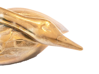 Vintage Castilian Brass Swan Sculpture Doorstop Large Hollywood Regency