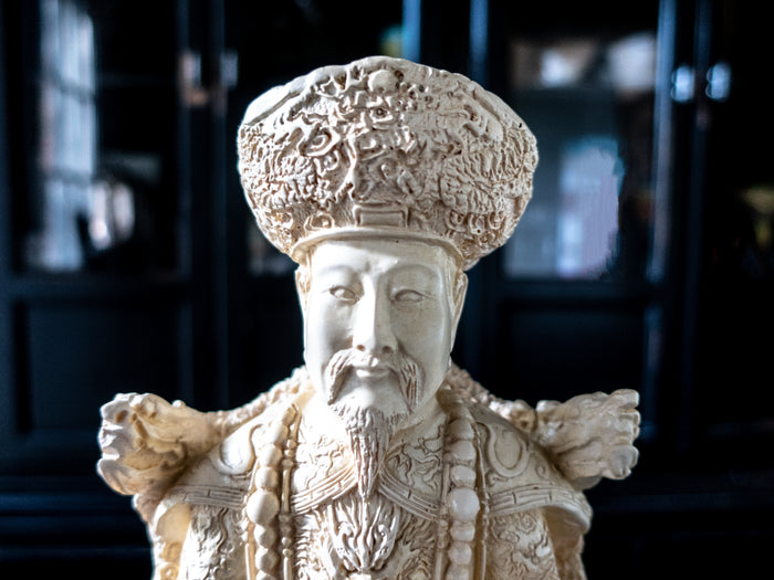 Vintage Emperor Statue Sculpture Chinoiserie Style
