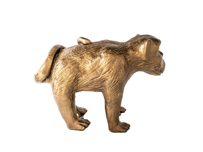 Vintage Gold Monkey Sculpture Statue Door Stop 11 1/2" Long