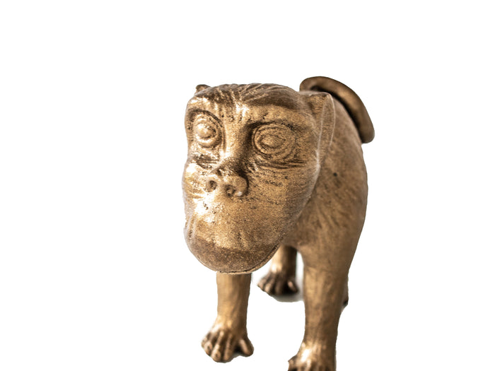 Vintage Gold Monkey Sculpture Statue Door Stop 11 1/2" Long