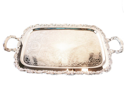 Vintage Ornate Silver Plate Serving Tray Du Maurier In Original Box