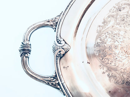 Vintage Ornate Silver Plate Serving Tray Moonbeam Rogers IS